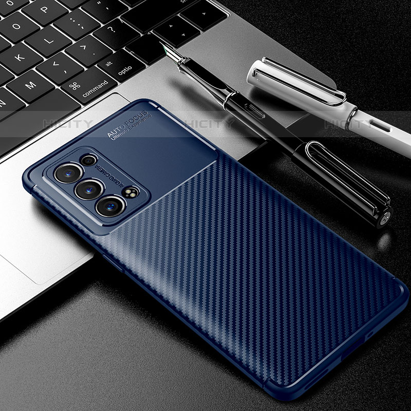 Custodia Silicone Cover Morbida Spigato S01 per Oppo Reno6 Pro 5G Blu