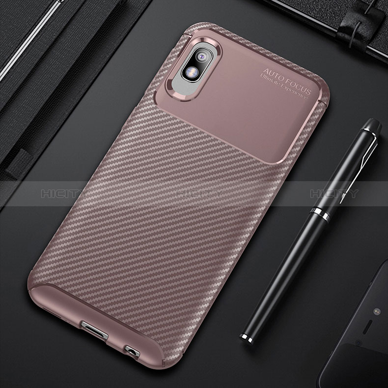 Custodia Silicone Cover Morbida Spigato S01 per Samsung Galaxy A10e Marrone