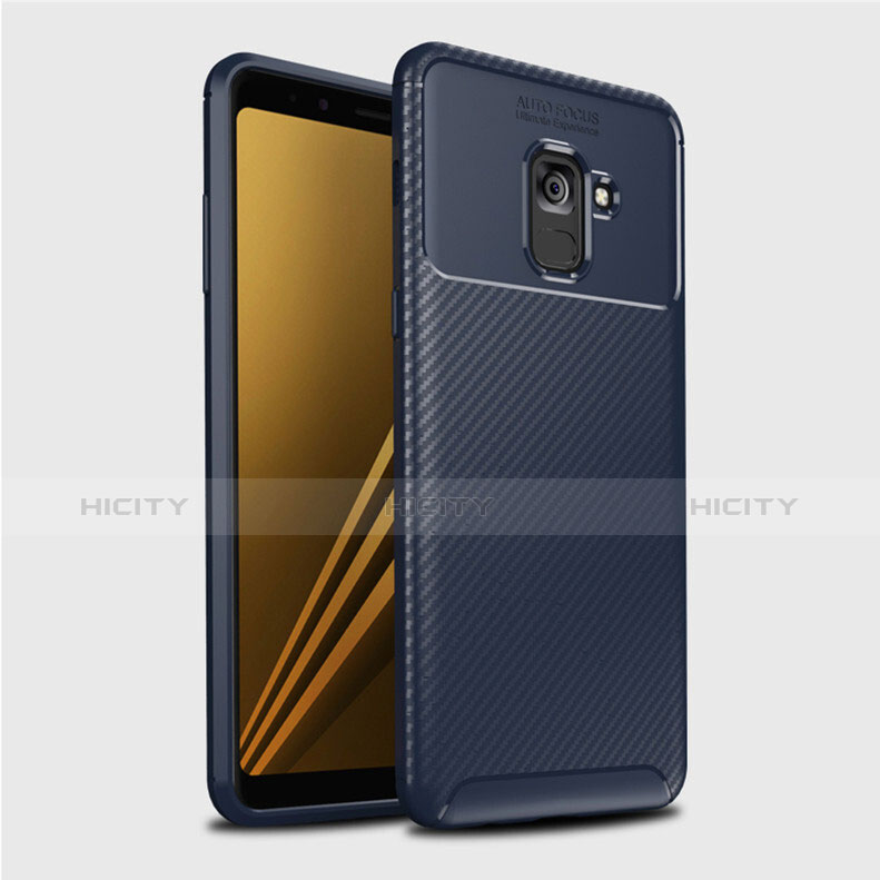 Custodia Silicone Cover Morbida Spigato S01 per Samsung Galaxy A8+ A8 Plus (2018) Duos A730F Blu