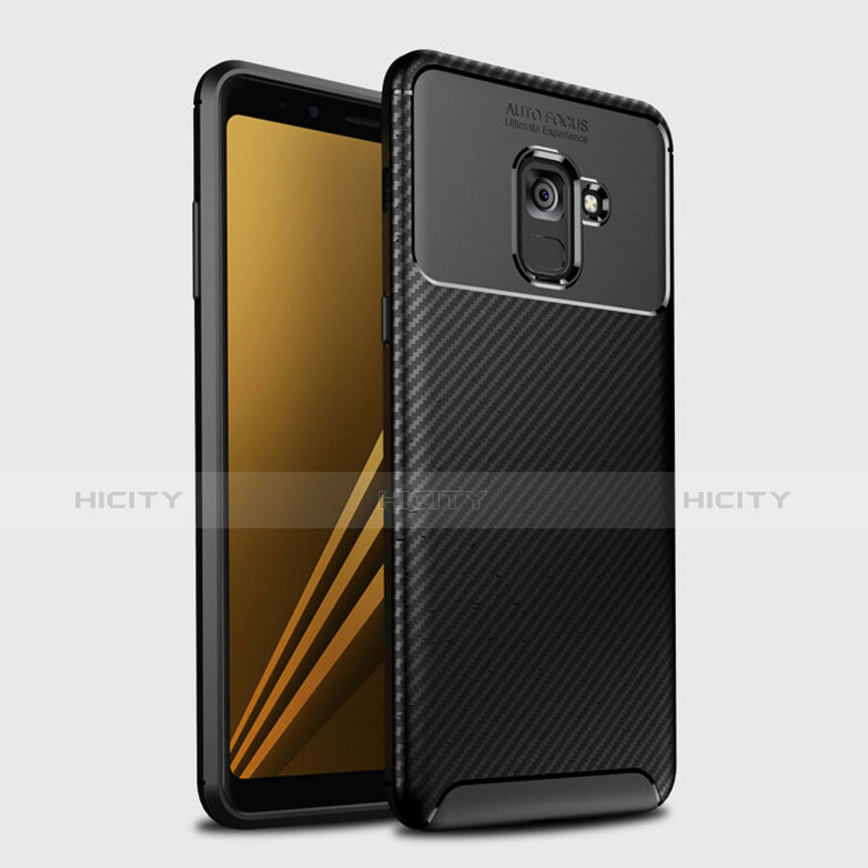 Custodia Silicone Cover Morbida Spigato S01 per Samsung Galaxy A8+ A8 Plus (2018) Duos A730F Nero