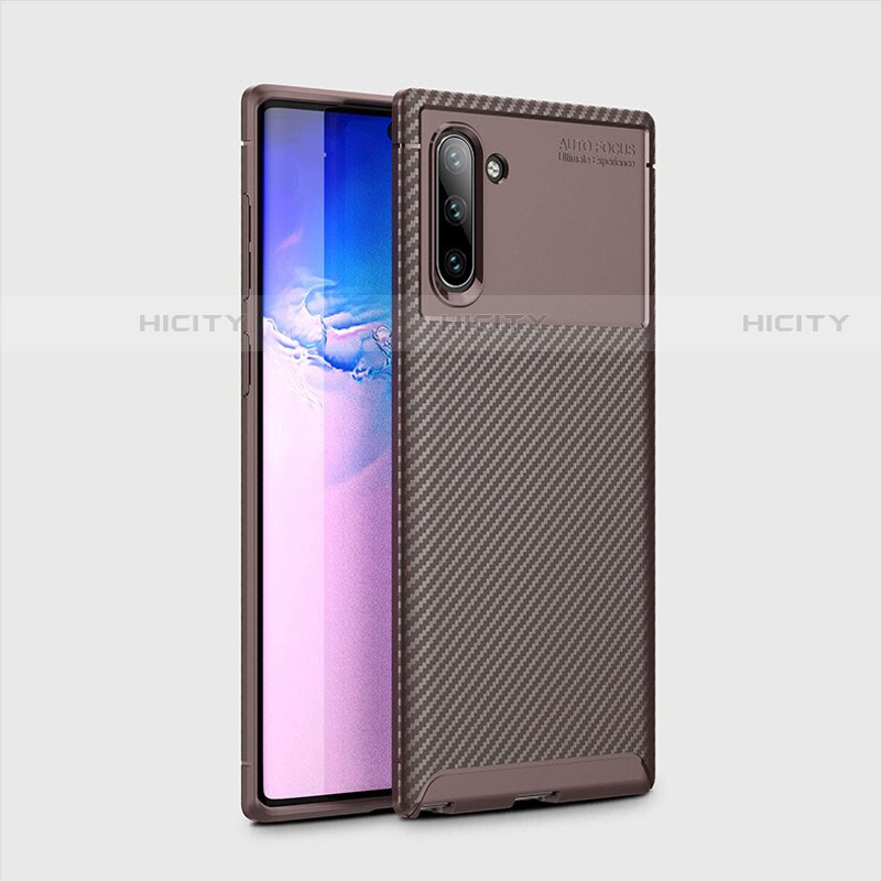 Custodia Silicone Cover Morbida Spigato S01 per Samsung Galaxy Note 10 Marrone