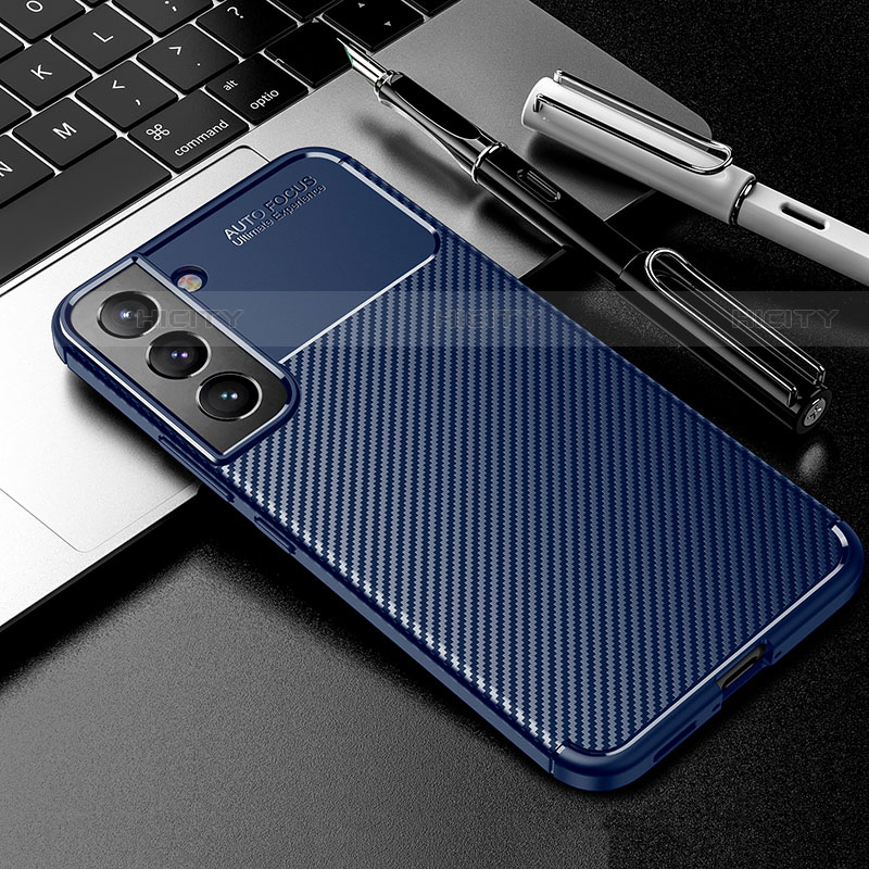 Custodia Silicone Cover Morbida Spigato S01 per Samsung Galaxy S21 FE 5G Blu