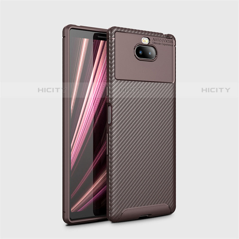 Custodia Silicone Cover Morbida Spigato S01 per Sony Xperia 10 Marrone