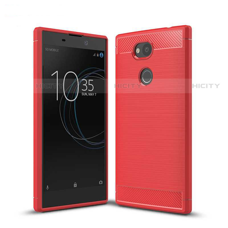 Custodia Silicone Cover Morbida Spigato S01 per Sony Xperia L2 Rosso