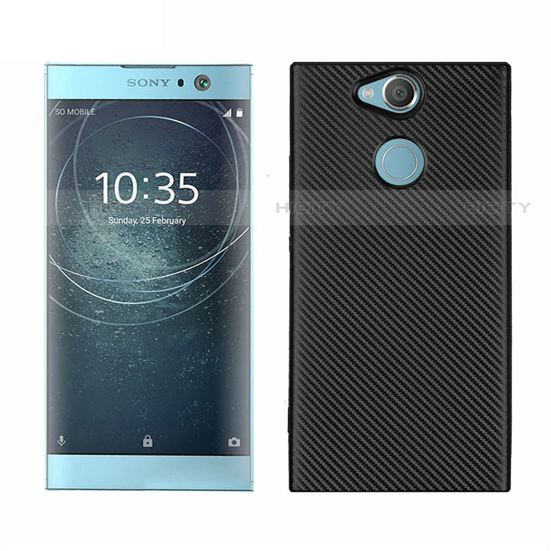 Custodia Silicone Cover Morbida Spigato S01 per Sony Xperia XA2 Nero