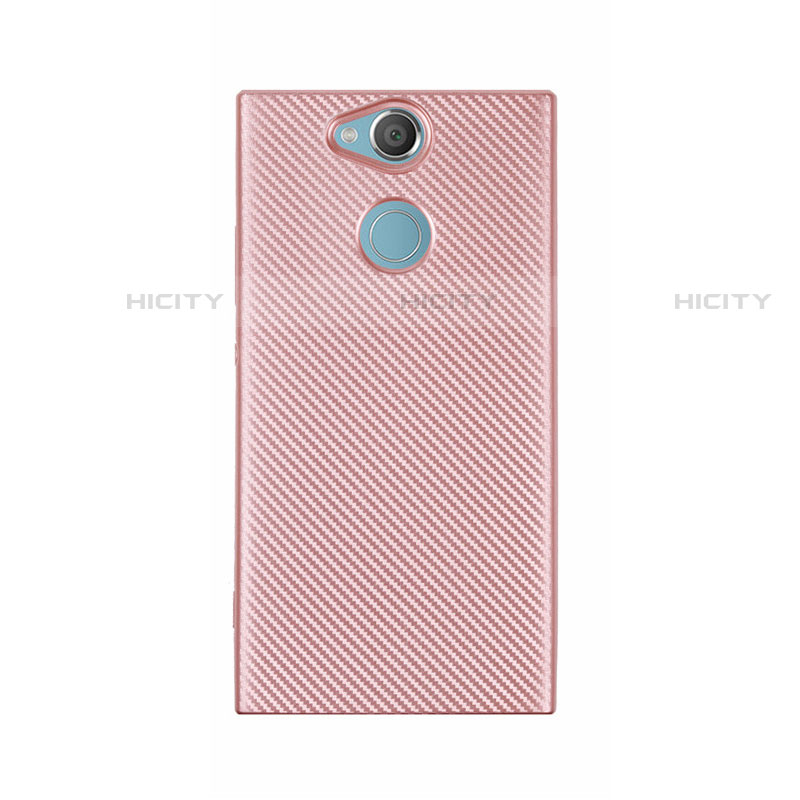 Custodia Silicone Cover Morbida Spigato S01 per Sony Xperia XA2 Ultra Oro Rosa