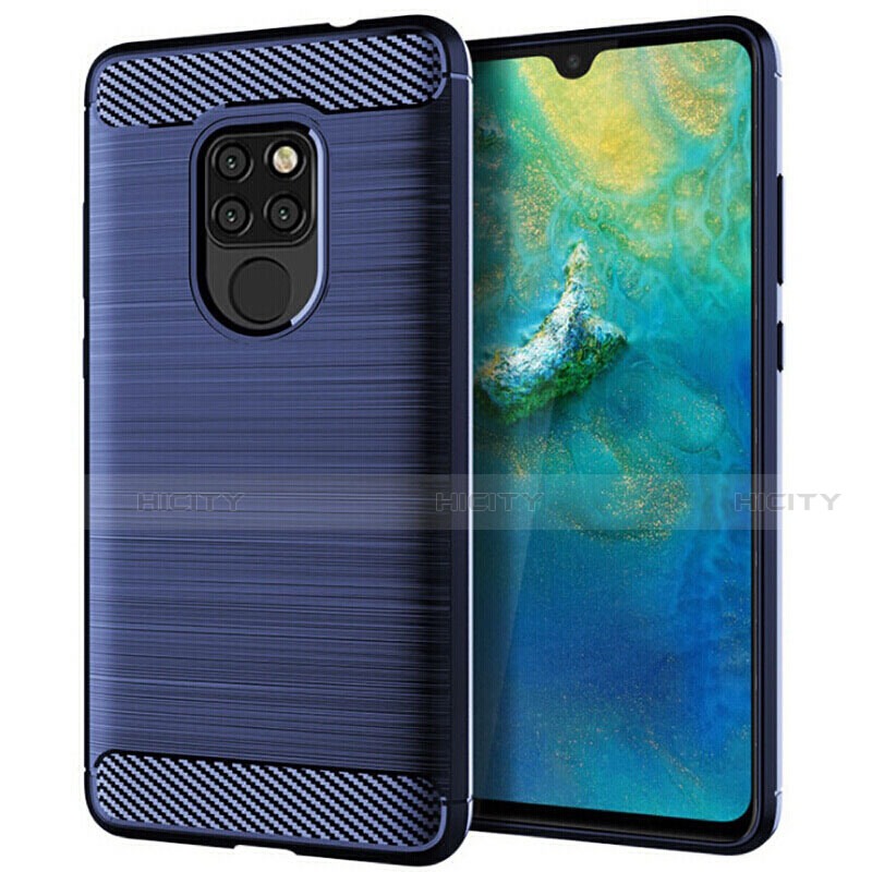 Custodia Silicone Cover Morbida Spigato S02 per Huawei Mate 20 Blu