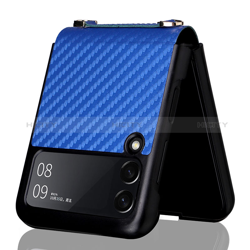 Custodia Silicone Cover Morbida Spigato S02 per Samsung Galaxy Z Flip3 5G Blu