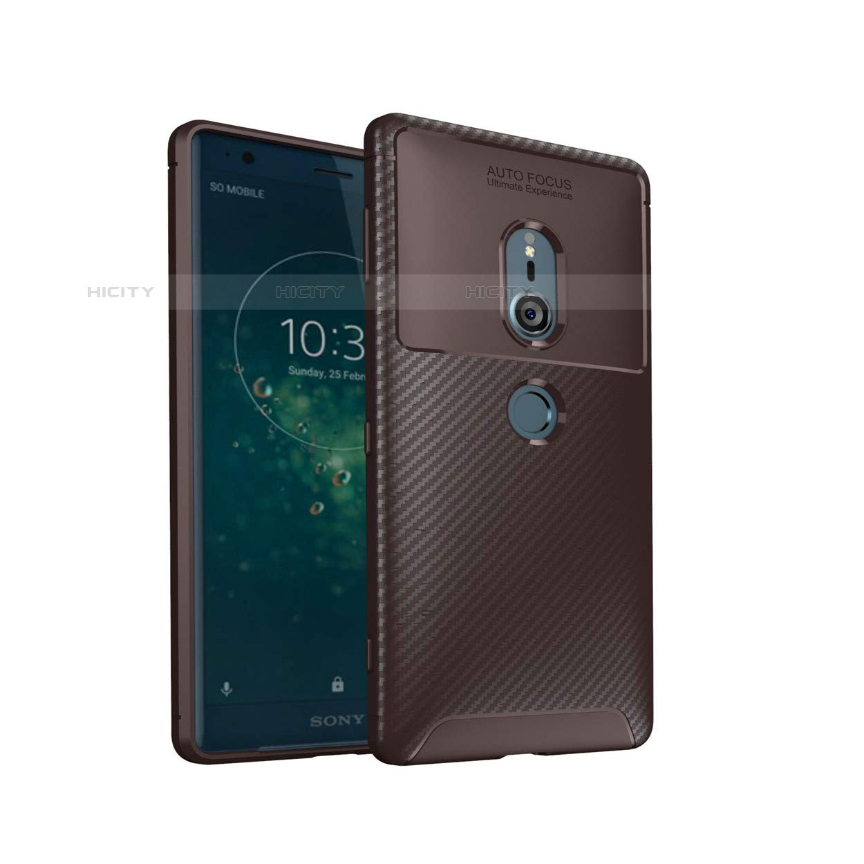 Custodia Silicone Cover Morbida Spigato S02 per Sony Xperia XZ2 Marrone