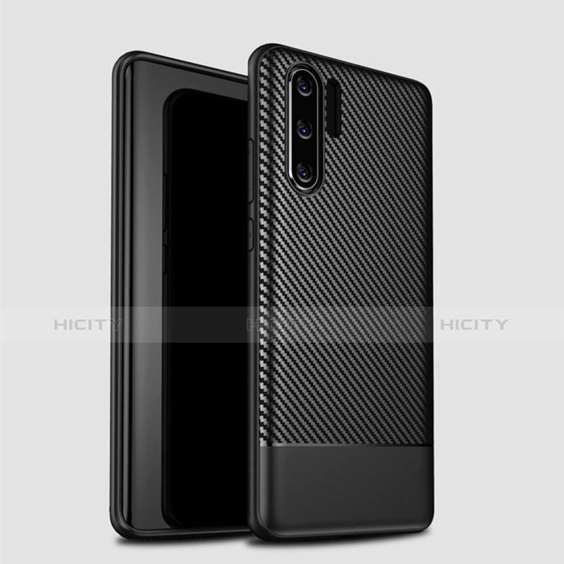 Custodia Silicone Cover Morbida Spigato S04 per Huawei P30 Pro Nero