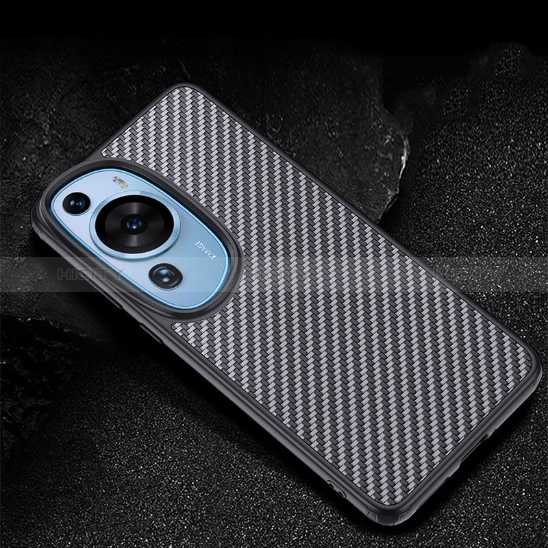 Custodia Silicone Cover Morbida Spigato T01 per Huawei P60 Art Nero