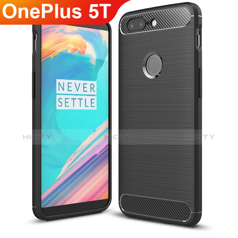 Custodia Silicone Cover Morbida Spigato T01 per OnePlus 5T A5010 Nero