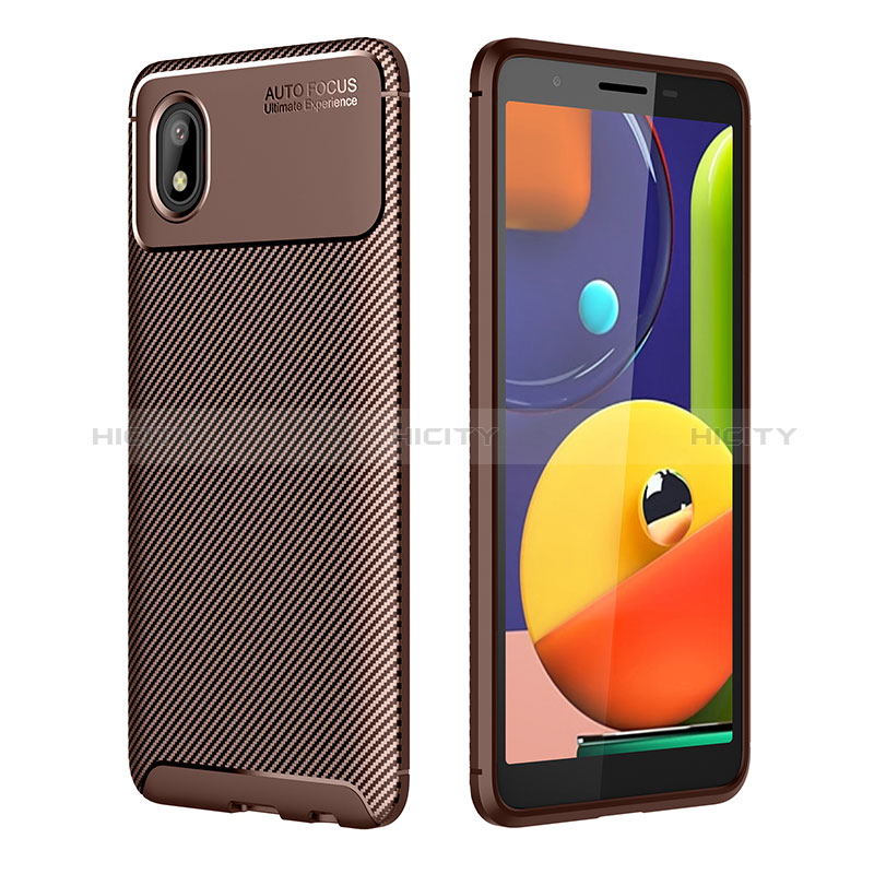 Custodia Silicone Cover Morbida Spigato WL1 per Samsung Galaxy M01 Core Marrone