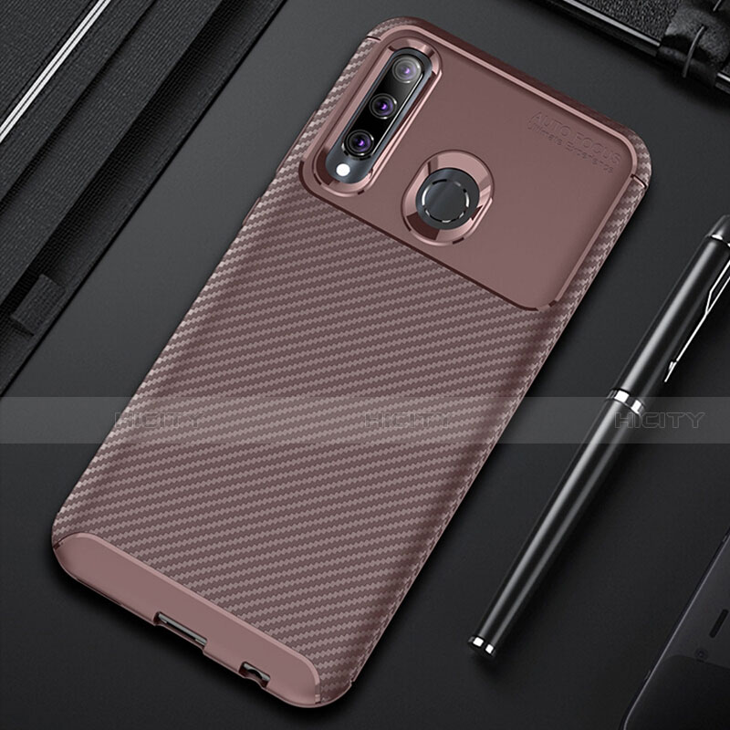 Custodia Silicone Cover Morbida Spigato Y01 per Huawei Honor 10i Marrone