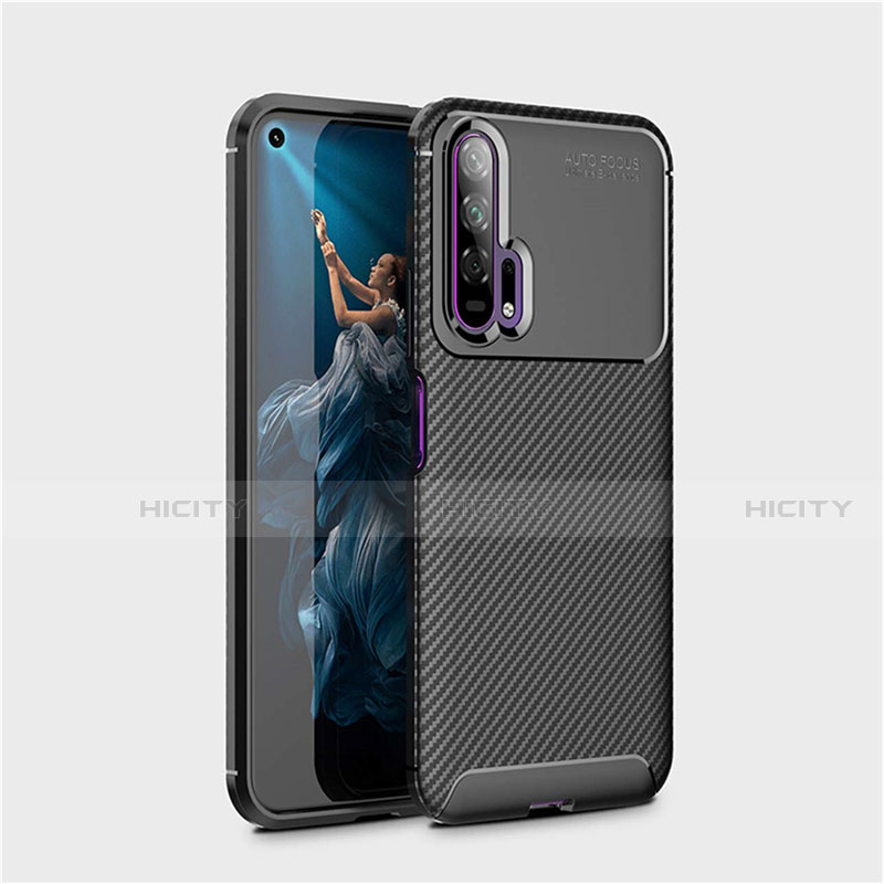 Custodia Silicone Cover Morbida Spigato Y01 per Huawei Honor 20 Pro Nero