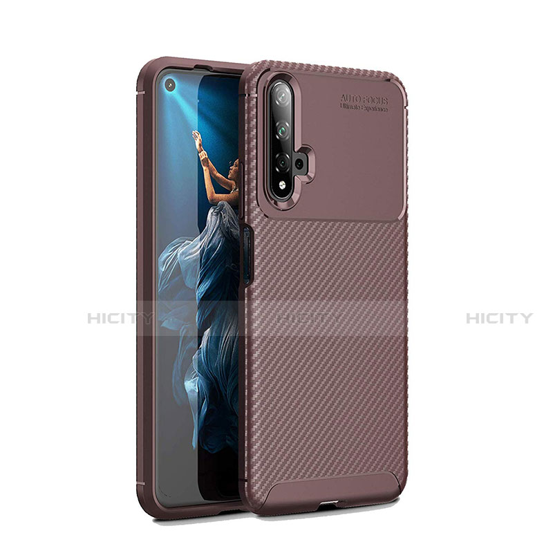 Custodia Silicone Cover Morbida Spigato Y01 per Huawei Honor 20S Marrone