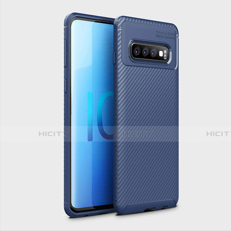 Custodia Silicone Cover Morbida Spigato Y01 per Samsung Galaxy S10 Blu