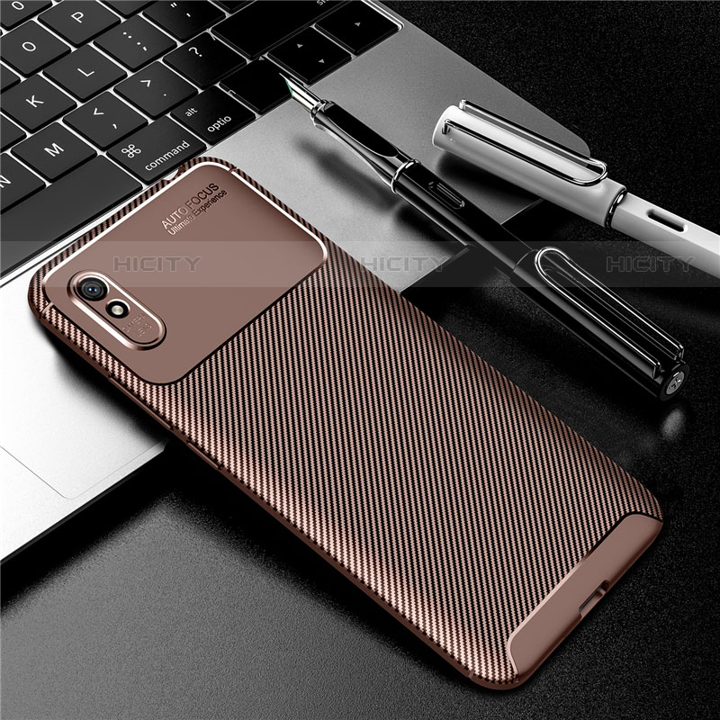 Custodia Silicone Cover Morbida Spigato Y01 per Xiaomi Redmi 9A Marrone