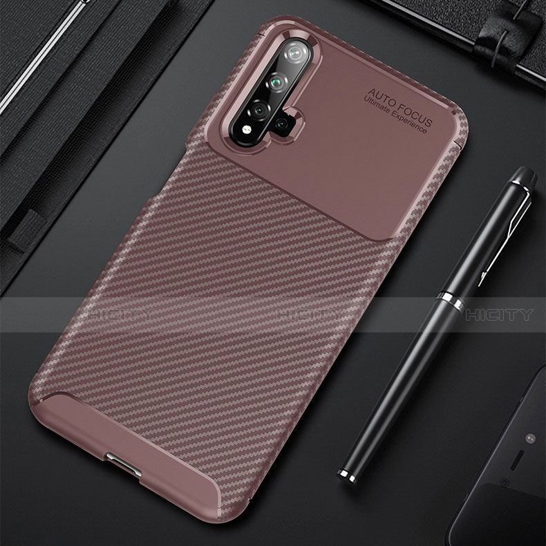 Custodia Silicone Cover Morbida Spigato Y02 per Huawei Honor 20 Marrone