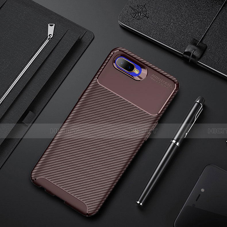 Custodia Silicone Cover Morbida Spigato Y02 per Oppo R17 Neo Marrone