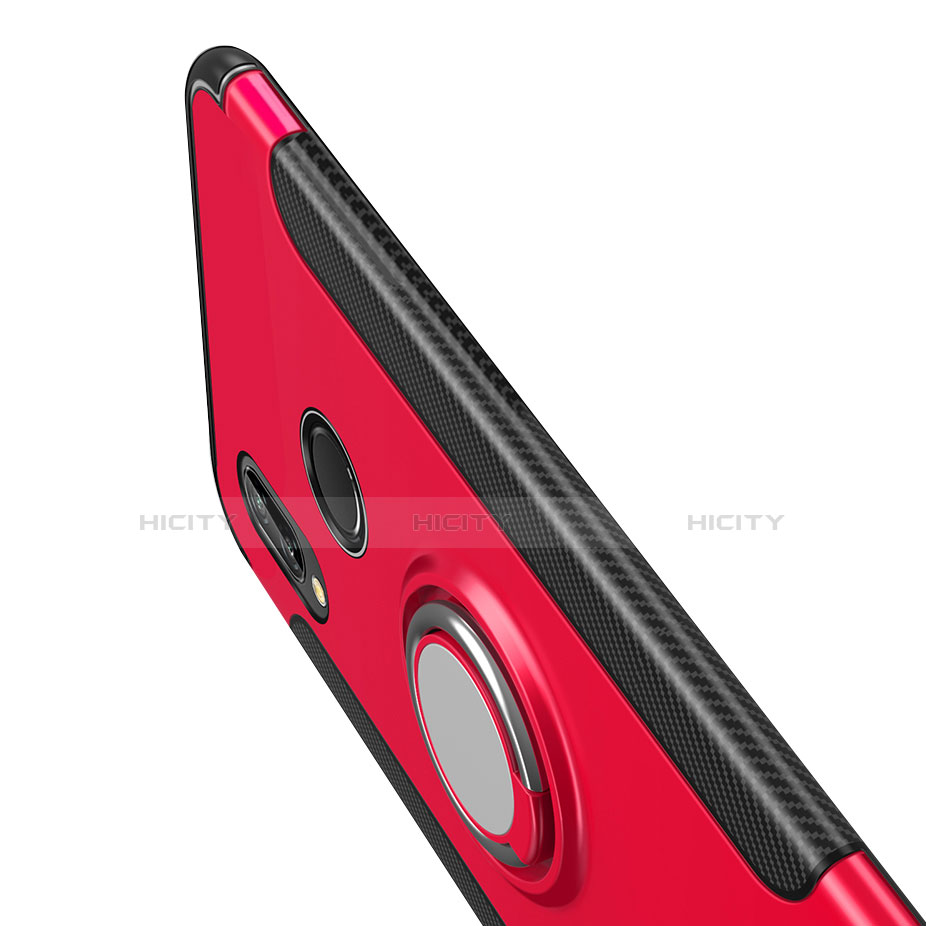 Custodia Silicone e Plastica Opaca con Anello Supporto per Huawei Nova 3i Rosso