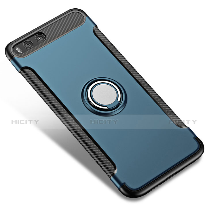 Custodia Silicone e Plastica Opaca con Anello Supporto per Xiaomi Mi 6 Blu