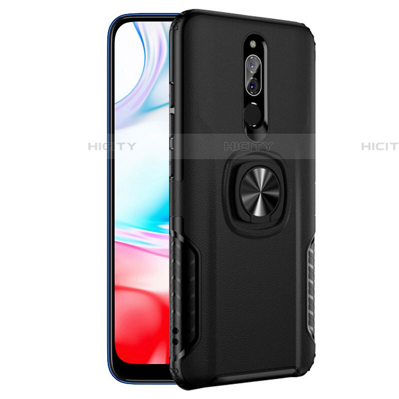 Custodia Silicone e Plastica Opaca con Anello Supporto per Xiaomi Redmi 8 Nero