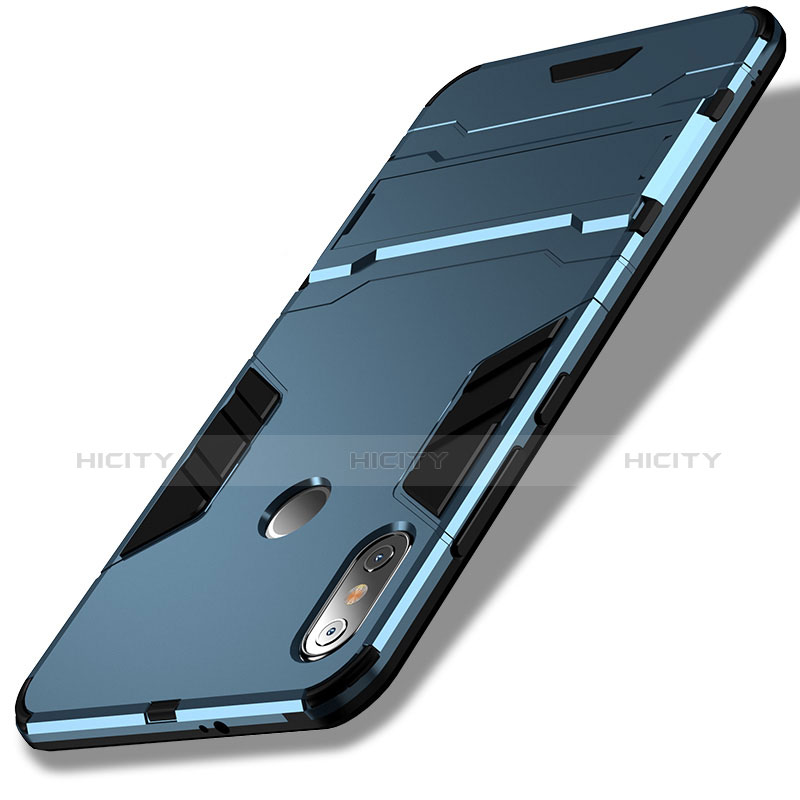 Custodia Silicone e Plastica Opaca con Anello Supporto per Xiaomi Redmi Note 5 Blu