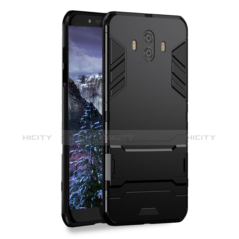 Custodia Silicone e Plastica Opaca con Supporto per Huawei Mate 10 Nero