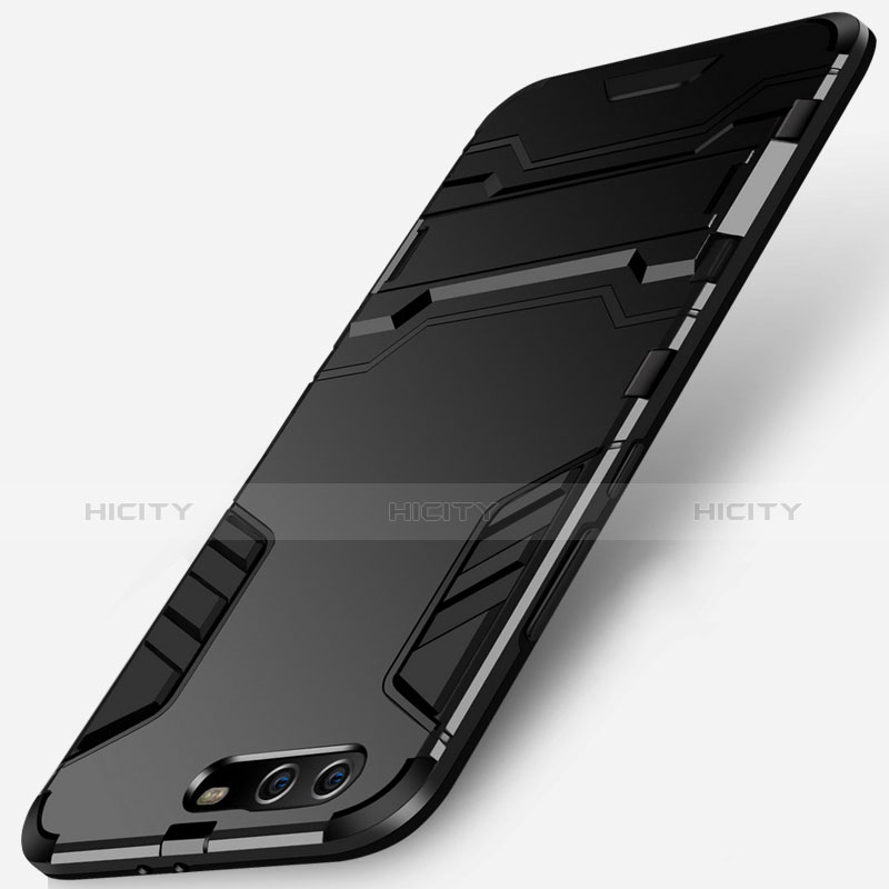 Custodia Silicone e Plastica Opaca con Supporto per Huawei P10 Plus Nero