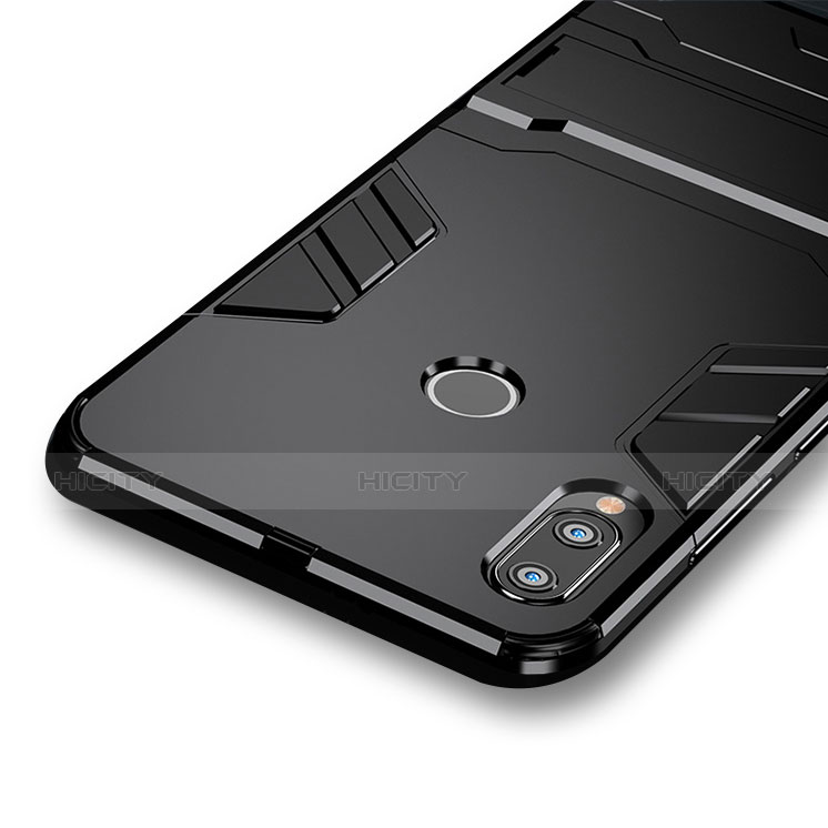 Custodia Silicone e Plastica Opaca con Supporto per Huawei P20 Lite Nero