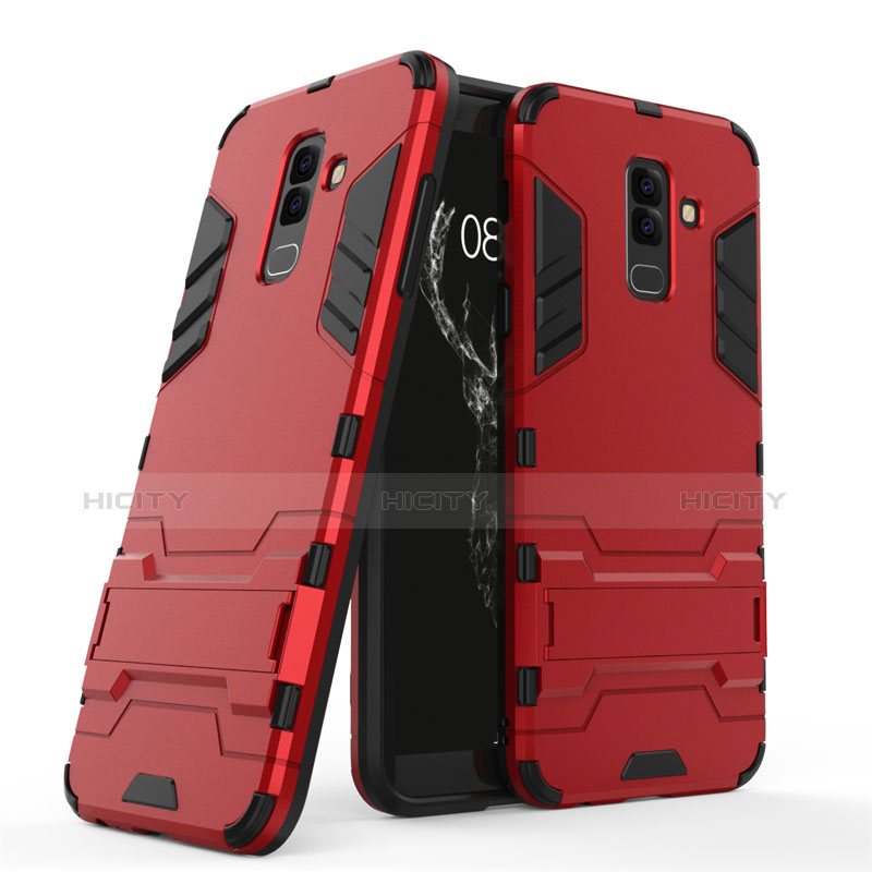 Custodia Silicone e Plastica Opaca con Supporto per Samsung Galaxy A9 Star Lite Rosso