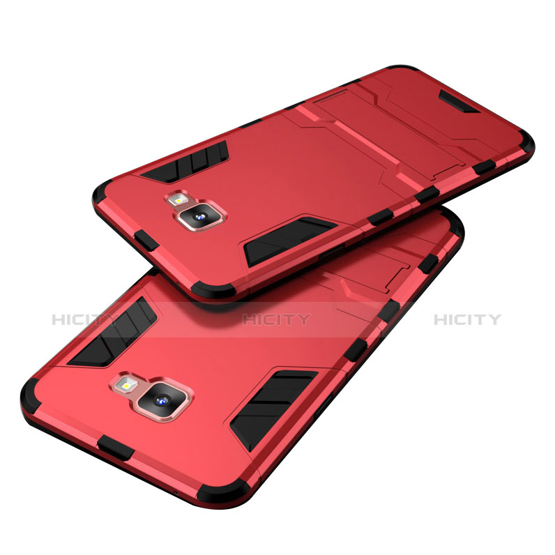 Custodia Silicone e Plastica Opaca con Supporto per Samsung Galaxy C5 SM-C5000 Rosso