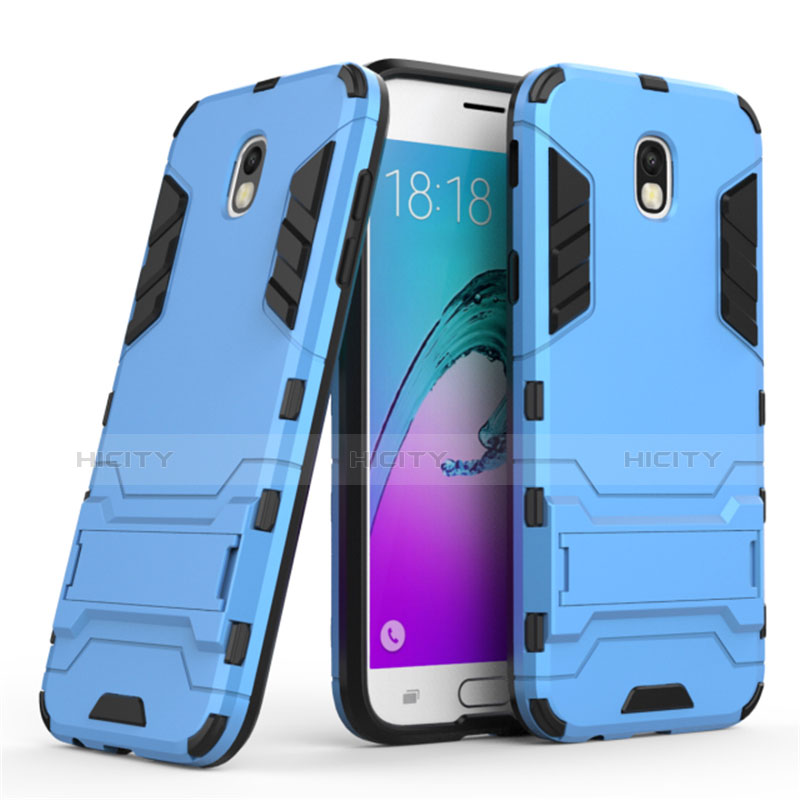 Custodia Silicone e Plastica Opaca con Supporto per Samsung Galaxy J5 (2017) SM-J750F Blu