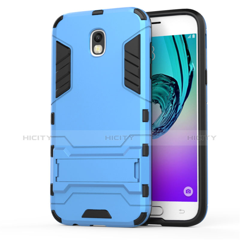 Custodia Silicone e Plastica Opaca con Supporto per Samsung Galaxy J5 (2017) SM-J750F Blu