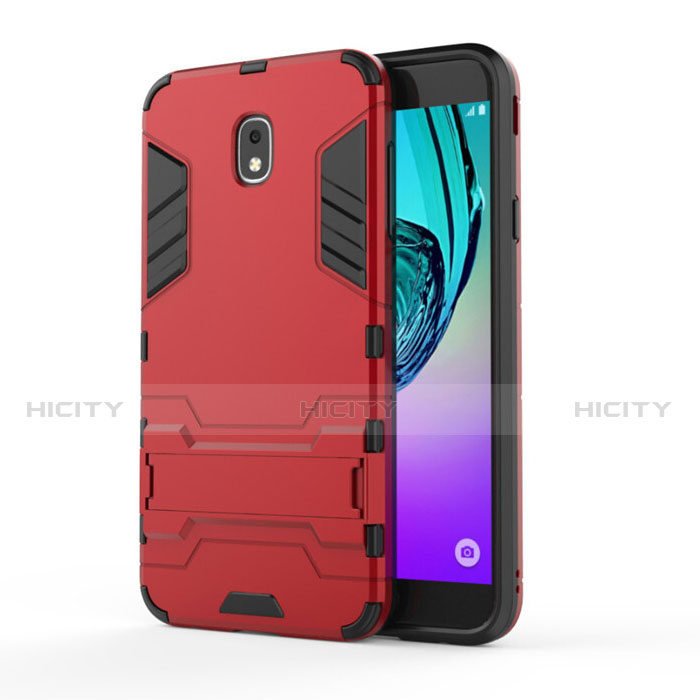 Custodia Silicone e Plastica Opaca con Supporto per Samsung Galaxy J7 (2018) J737 Rosso