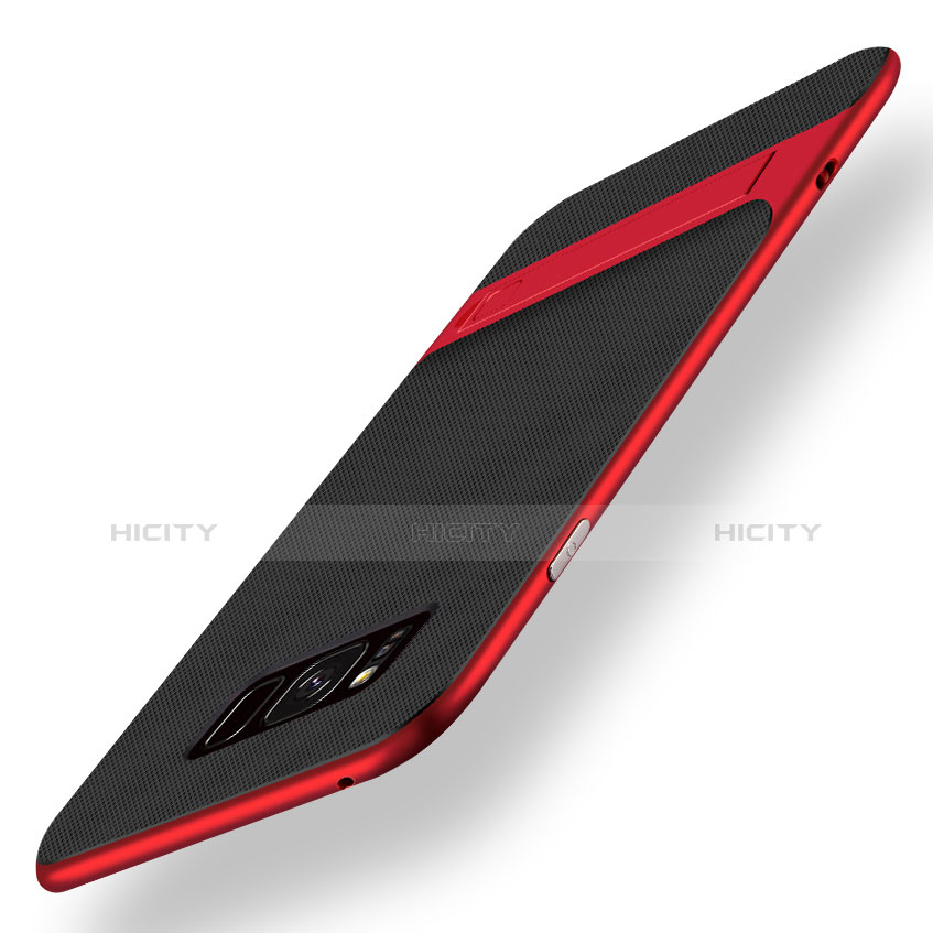 Custodia Silicone e Plastica Opaca con Supporto per Samsung Galaxy S8 Plus Rosso