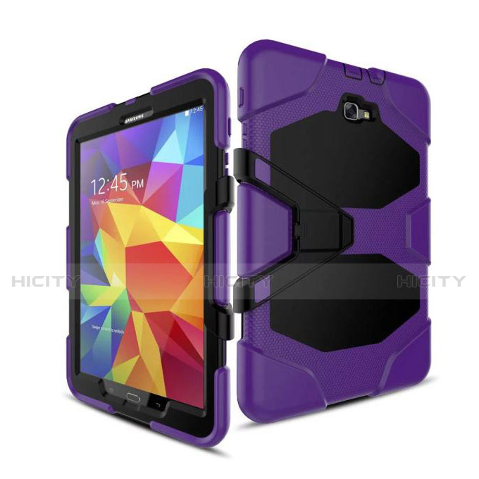 Custodia Silicone e Plastica Opaca con Supporto per Samsung Galaxy Tab A6 10.1 SM-T580 SM-T585 Viola