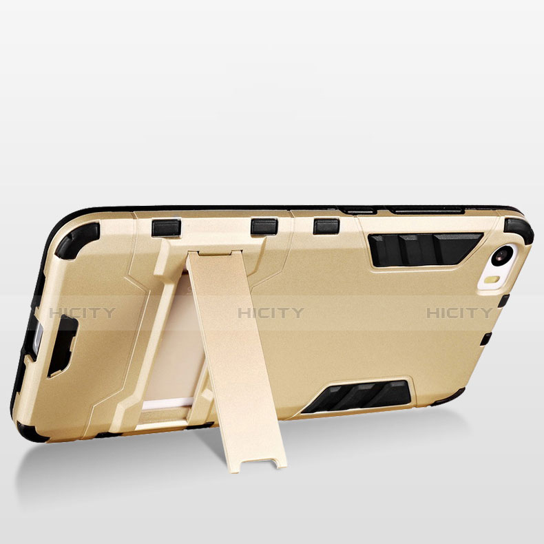 Custodia Silicone e Plastica Opaca con Supporto per Xiaomi Mi 5 Oro