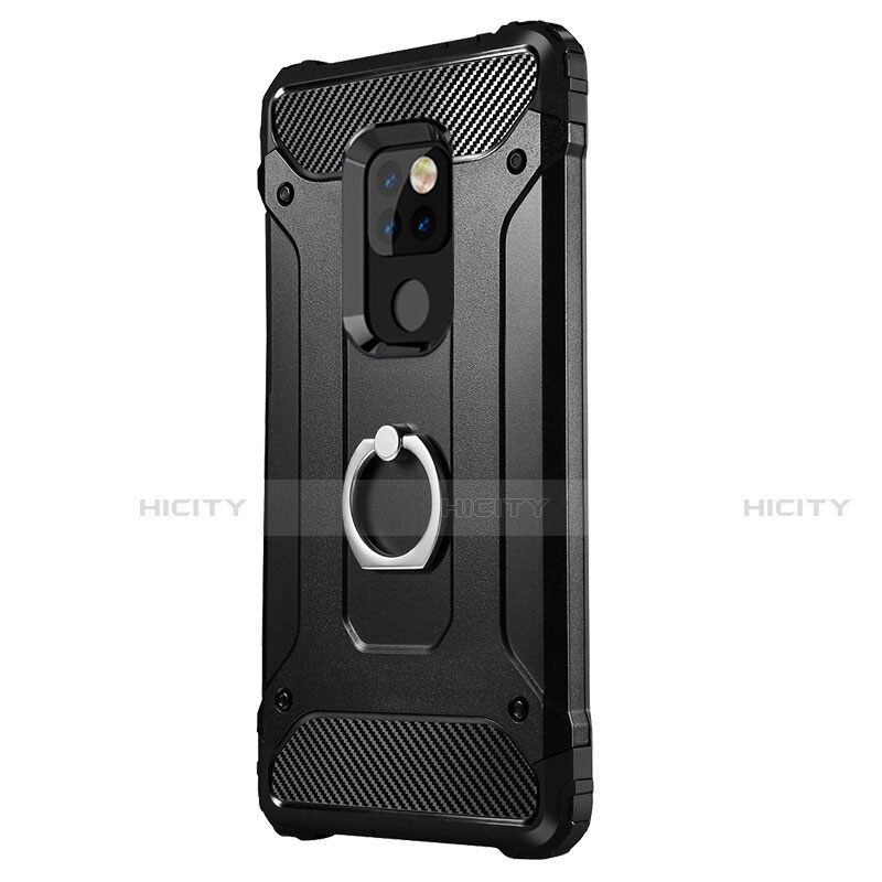 Custodia Silicone e Plastica Opaca Cover con Anello Supporto H01 per Huawei Mate 20 X 5G