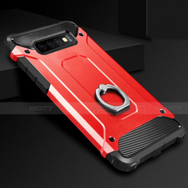 Custodia Silicone e Plastica Opaca Cover con Anello Supporto H01 per Samsung Galaxy S10 5G