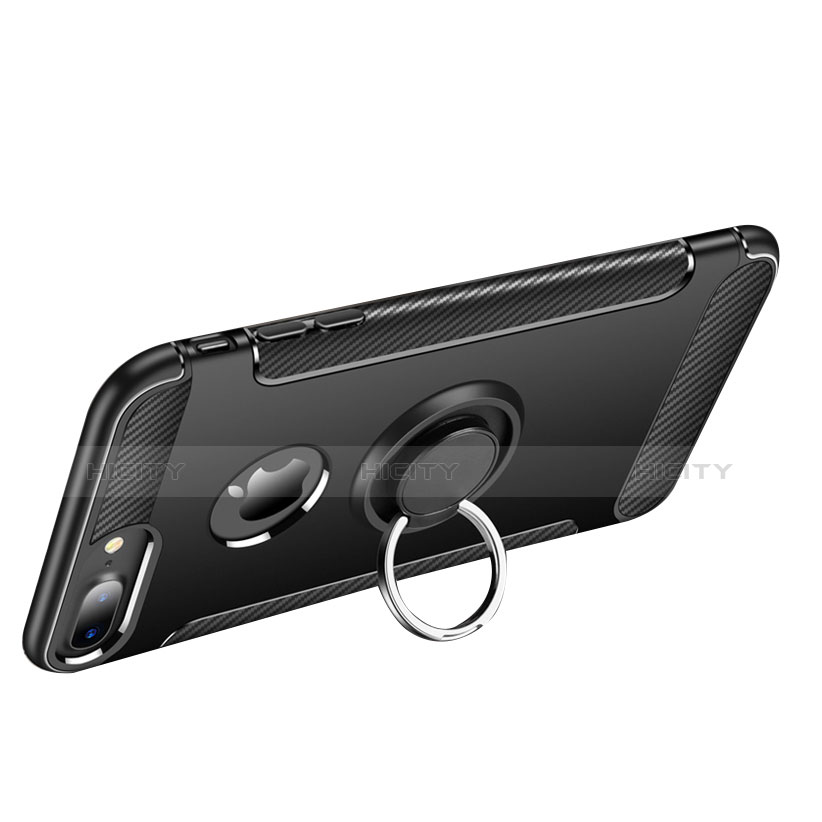 Custodia Silicone e Plastica Opaca Cover con Anello Supporto per Apple iPhone 7 Plus