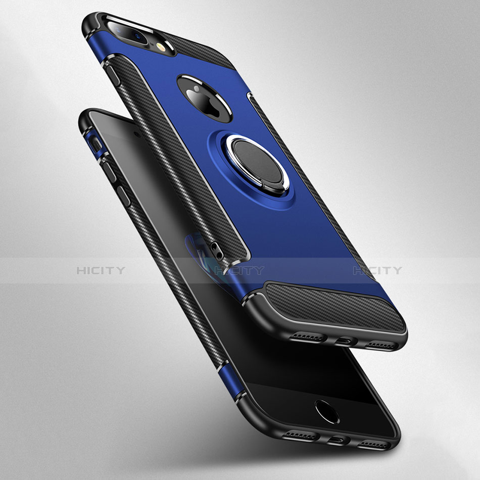 Custodia Silicone e Plastica Opaca Cover con Anello Supporto per Apple iPhone 8 Plus