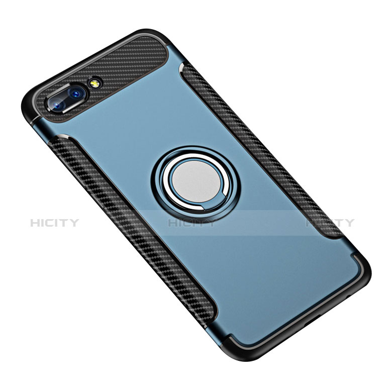 Custodia Silicone e Plastica Opaca Cover con Anello Supporto per Huawei Honor 10 Blu