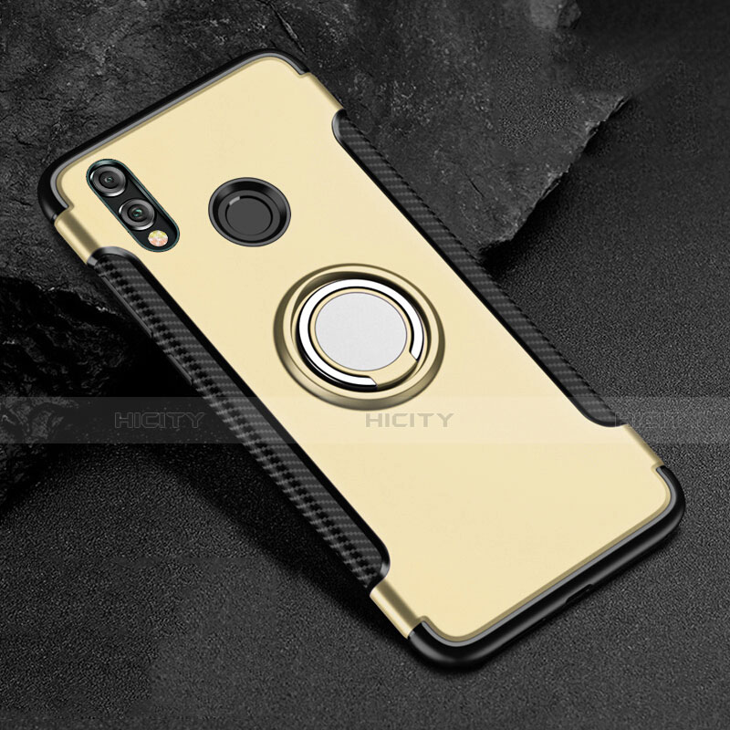 Custodia Silicone e Plastica Opaca Cover con Anello Supporto per Huawei Honor 8X Oro