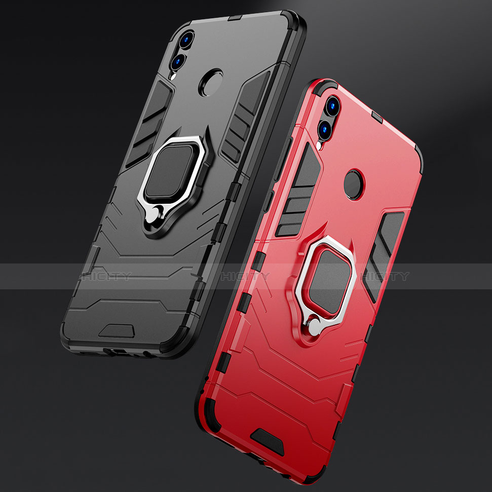 Custodia Silicone e Plastica Opaca Cover con Anello Supporto per Huawei P Smart (2019)