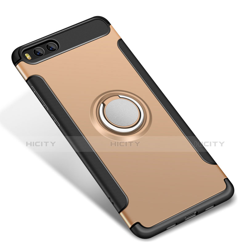 Custodia Silicone e Plastica Opaca Cover con Anello Supporto per Xiaomi Mi 6 Oro