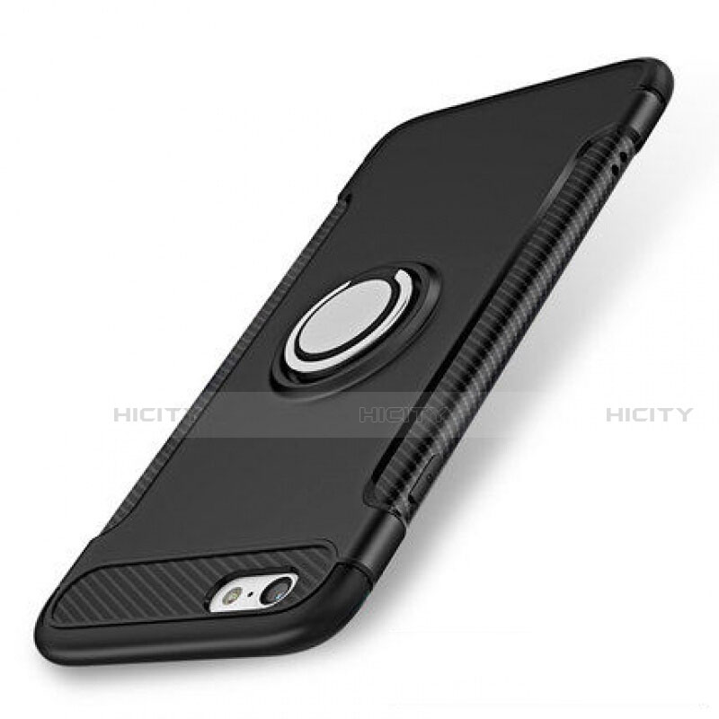 Custodia Silicone e Plastica Opaca Cover con Anello Supporto S01 per Apple iPhone 8 Nero