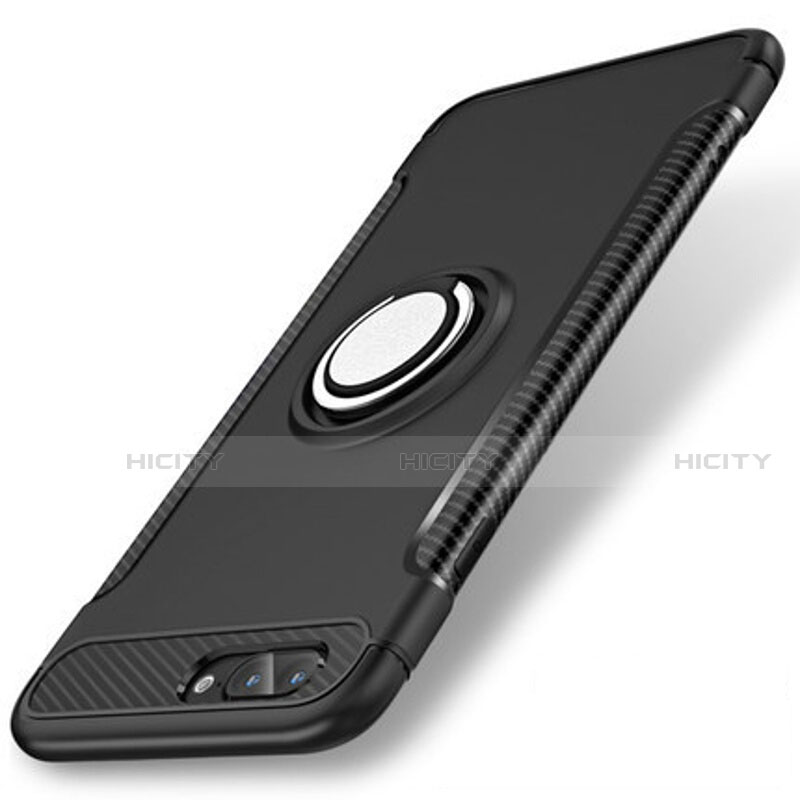 Custodia Silicone e Plastica Opaca Cover con Anello Supporto S01 per Apple iPhone 8 Plus Nero