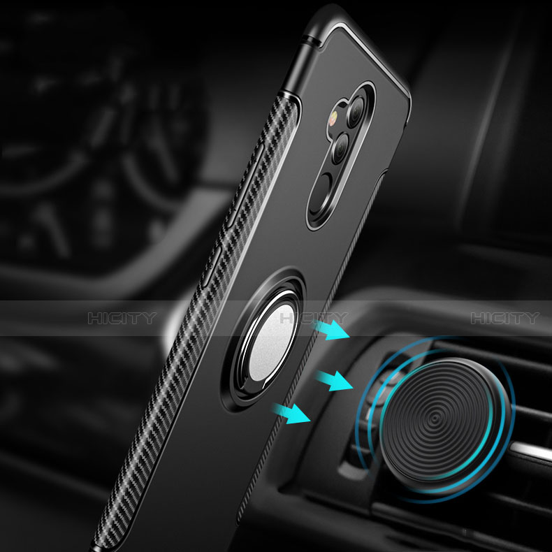 Custodia Silicone e Plastica Opaca Cover con Anello Supporto S01 per Huawei Mate 20 Lite